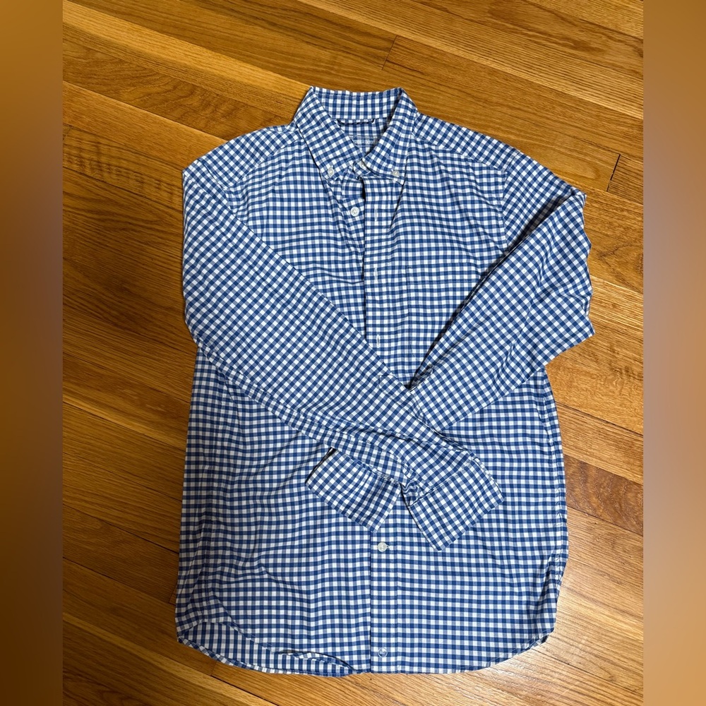 Vineyard Vines Men’s Performance Blue Gingham Button-Down Shirt